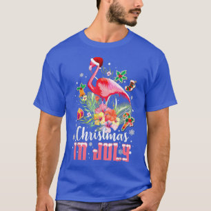 Christmas In July s for Women Pink Flamingo  T-Shirt