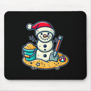 Christmas In July Sand Snowman Santa Hat Shovel Xm Mouse Mat