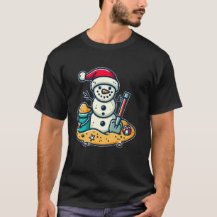 Christmas In July Sand Snowman Santa Hat Shovel Xm T-Shirt