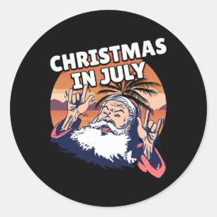 Christmas In July Santa 2 Classic Round Sticker