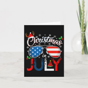 Christmas In July Santa American 4th Of July Chris Card