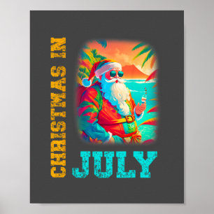 christmas in july santa beach summer summer 1.png poster