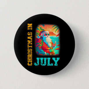 Christmas In July Santa Beach Summer Summer 6 Cm Round Badge