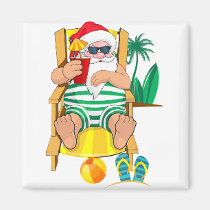 Christmas In July Santa Beach Tshirt Hawaiian Magnet