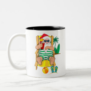 Christmas In July Santa Beach Tshirt Hawaiian Two-Tone Coffee Mug
