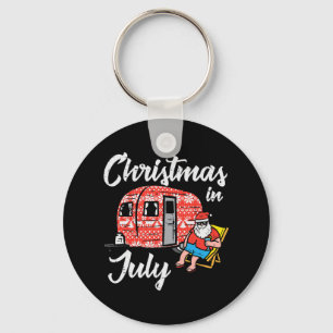 Christmas In July Santa Camping Funny Xmas Men Wom Key Ring