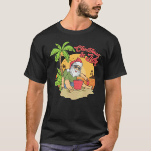 Christmas In July Santa Claus Beach Summer Solstic T-Shirt