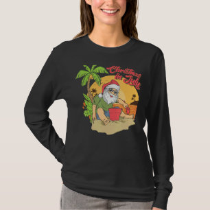 Christmas In July Santa Claus Beach Summer Solstic T-Shirt