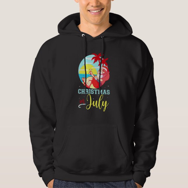 Christmas In July Santa Claus Beach Watermelon Hoodie (Front)