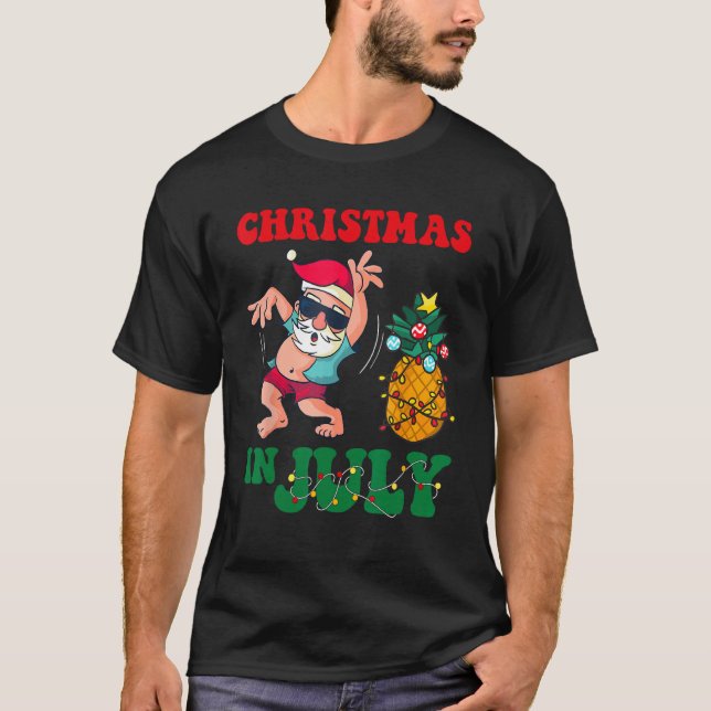 Christmas in July Santa Claus Dancing Xmas Summer  T-Shirt (Front)