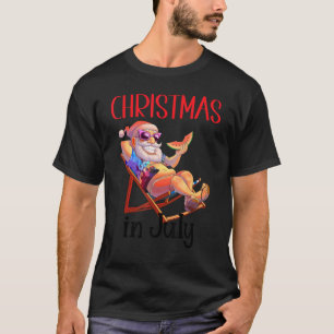 Christmas In July Santa Claus On Beach Chair With  T-Shirt