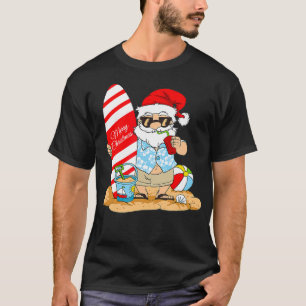 Christmas In July Santa Claus On The Beach with Su T-Shirt