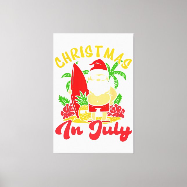 Christmas In July Santa Claus Patriotic USA Sungla Canvas Print (Front)