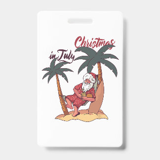 Christmas In July Santa Claus Patriotic USA Sungla ID Badge
