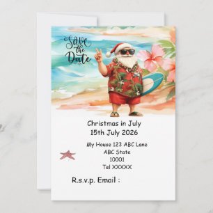 Christmas in July Santa Claus Pool Party Invitation