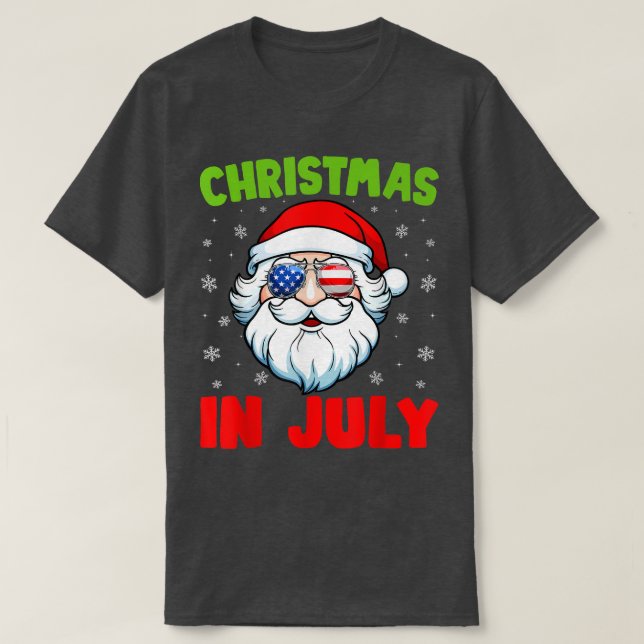 Christmas In July Santa Claus Summer Swimming Funn T-Shirt (Design Front)