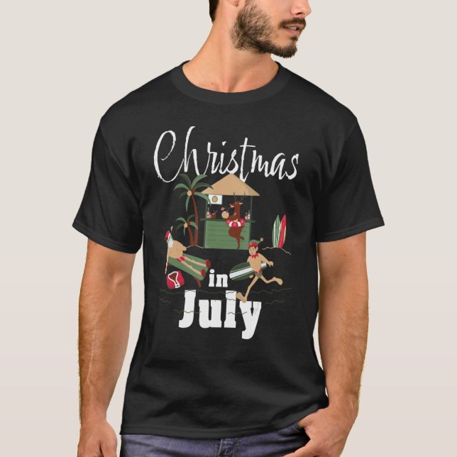 Christmas In July Santa Claus Sunglasses Summer Ce T-Shirt (Front)
