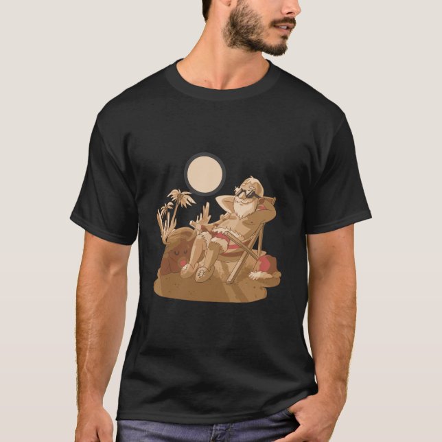 Christmas In July Santa Claus Surfing Hawaiian Sur T-Shirt (Front)