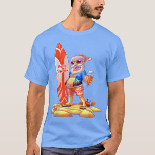 Christmas in July Santa Claus Surfing Surfer Famil T-Shirt