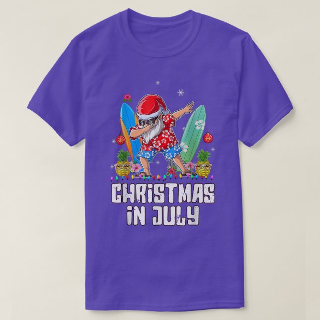 christmas in july santa Dabbing hat sunglasses bea T-Shirt (Design Front)
