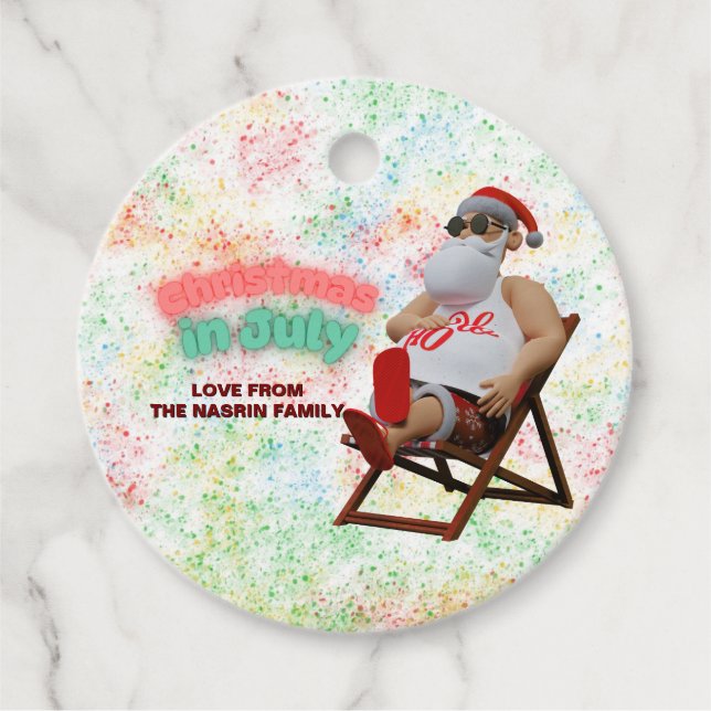 Christmas in July Santa  Favour Tags (Front)