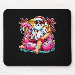 Christmas In July Santa Flamingo Float Summer Xmas Mouse Mat