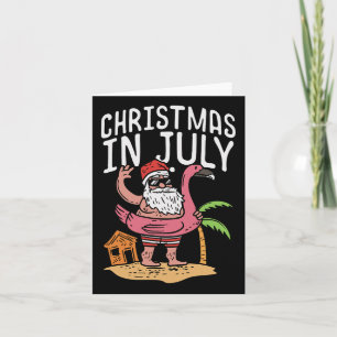 Christmas In July Santa Flamingo Floater Funny Sum Card