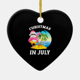 Christmas In July Santa Flamingo Pool Summer Ceramic Tree Decoration