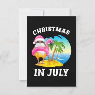Christmas In July Santa Flamingo Pool Summer Invitation