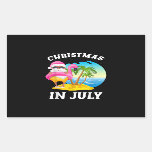 Christmas In July Santa Flamingo Pool Summer Rectangular Sticker