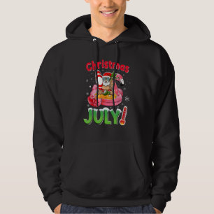 Christmas In July  Santa Flamingo Summer Beach Vac Hoodie