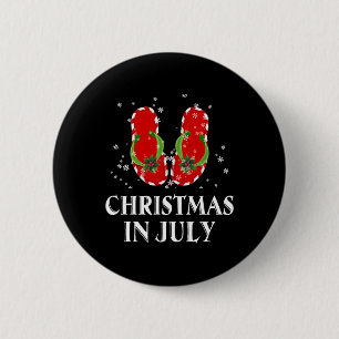 Christmas In July Santa Flip Flop Summer Xmas Gift 6 Cm Round Badge