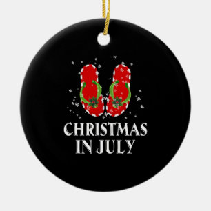 Christmas In July Santa Flip Flop Summer Xmas Gift Ceramic Tree Decoration