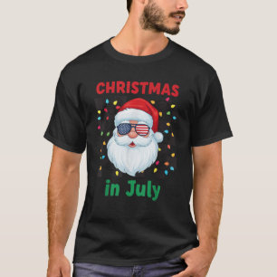 Christmas in July Santa Hat Light Hawaiian Tropica T-Shirt