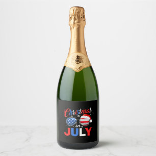 Christmas In July Santa Hat Sparkling Wine Label