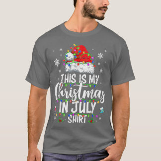 Christmas In July Santa Hat Summer Beach Vacation T-Shirt