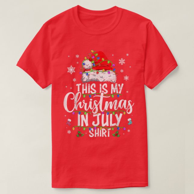 Christmas In July  Santa Hat Summer Beach Vacation T-Shirt (Design Front)