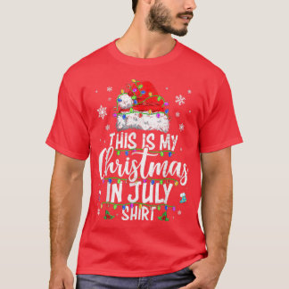 Christmas In July  Santa Hat Summer Beach Vacation T-Shirt