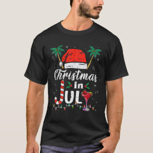Christmas in July Santa Hat Summer Vacation T-Shirt