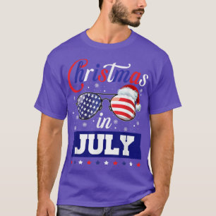 Christmas in July Santa Hat Sunglasse Summer 4th o T-Shirt