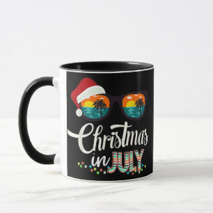 Christmas in July Santa Hat Sunglasses Hawaii Mug