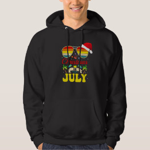 Christmas In July Santa Hat Sunglasses Hawaii Summ Hoodie