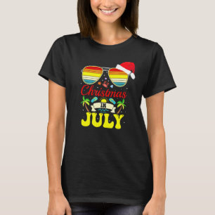 Christmas In July Santa Hat Sunglasses Hawaii Summ T-Shirt