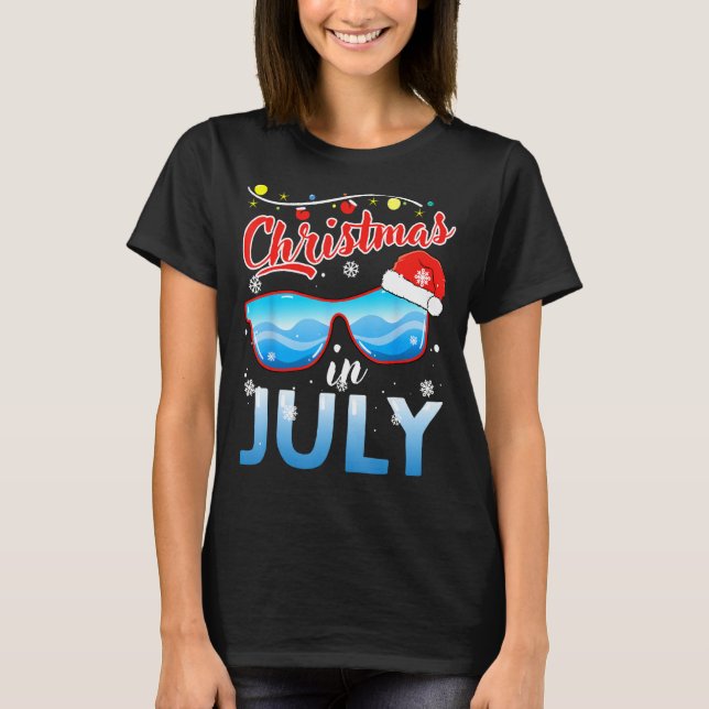 Christmas in July Santa Hat Sunglasses Men Women K T-Shirt (Front)