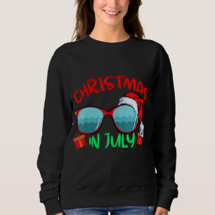 Christmas In July Santa Hat Sunglasses Summer Beac Sweatshirt