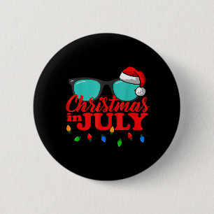 Christmas In July Santa Hat Sunglasses Summer Cele 6 Cm Round Badge