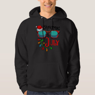 Christmas In July Santa Hat Sunglasses Summer Cele Hoodie