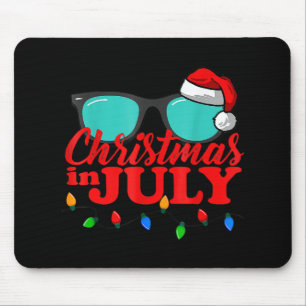 Christmas In July Santa Hat Sunglasses Summer Cele Mouse Mat