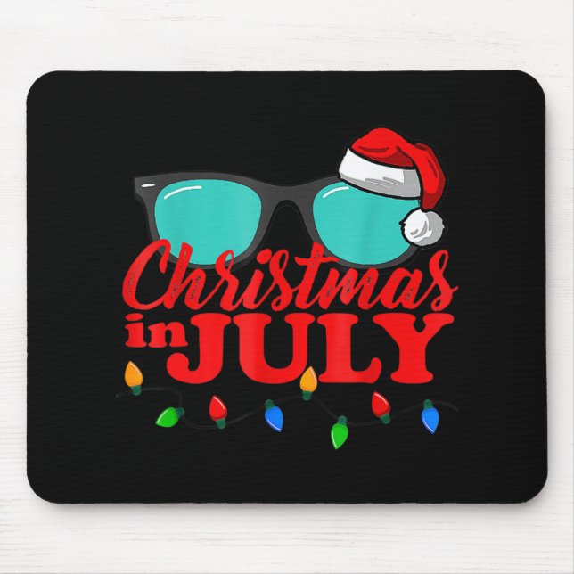 Christmas In July Santa Hat Sunglasses Summer Cele Mouse Mat (Front)