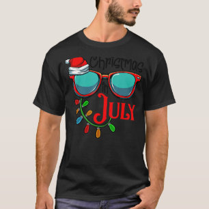 Christmas In July Santa Hat Sunglasses Summer Cele T-Shirt
